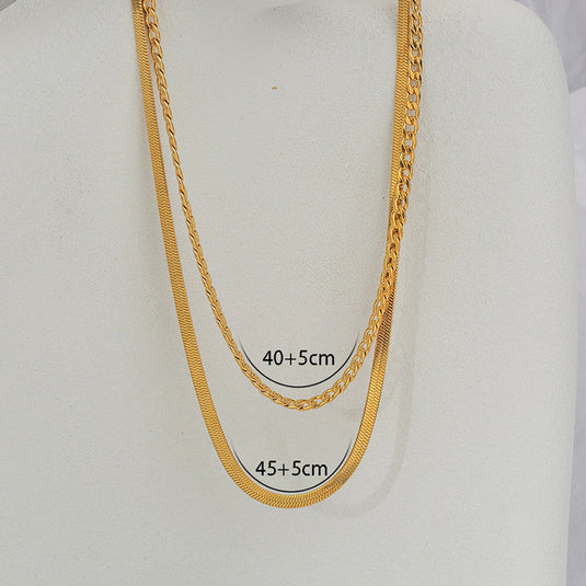 Gold-Plated Anti Tarnish Chain Layered Necklace