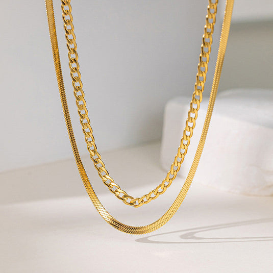 Gold-Plated Anti Tarnish Chain Layered Necklace