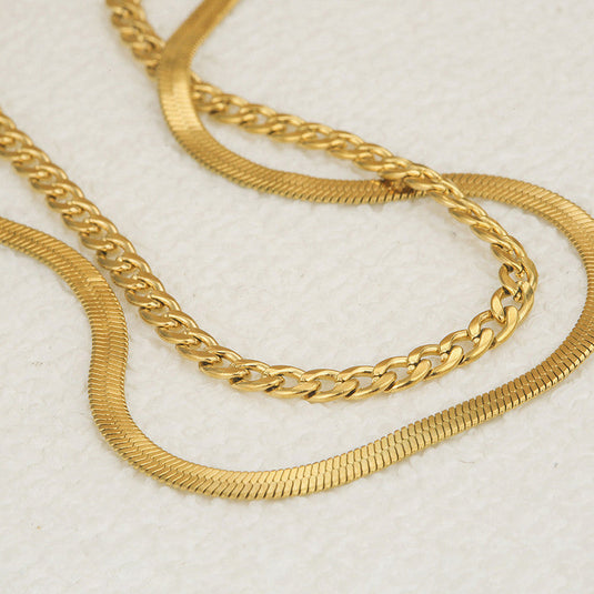 Gold-Plated Anti Tarnish Chain Layered Necklace
