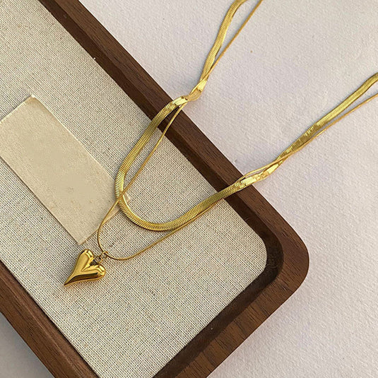 Gold-Plated Anti Tarnish Heart Themed Layered Necklace