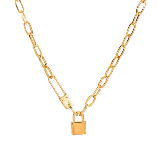 Gold-Plated Anti Tarnish Lock Inspired Rope Chain Necklace
