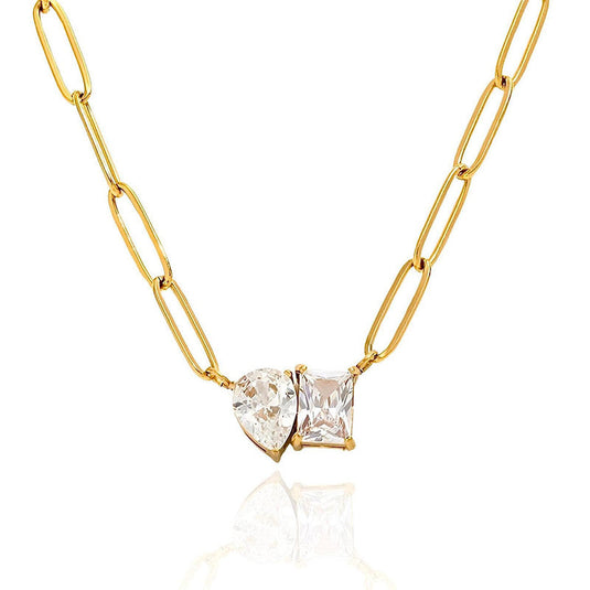 Gold Plated Anti Tarnish Stainless Steel AD studded Contemporary Necklace