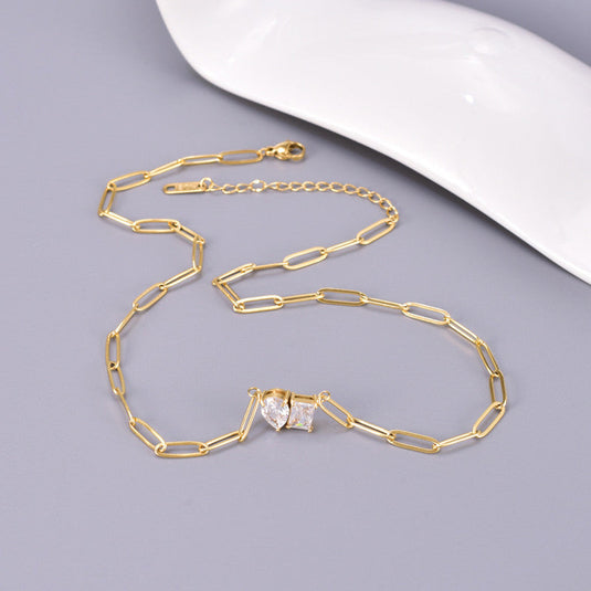 Gold Plated Anti Tarnish Stainless Steel AD studded Contemporary Necklace