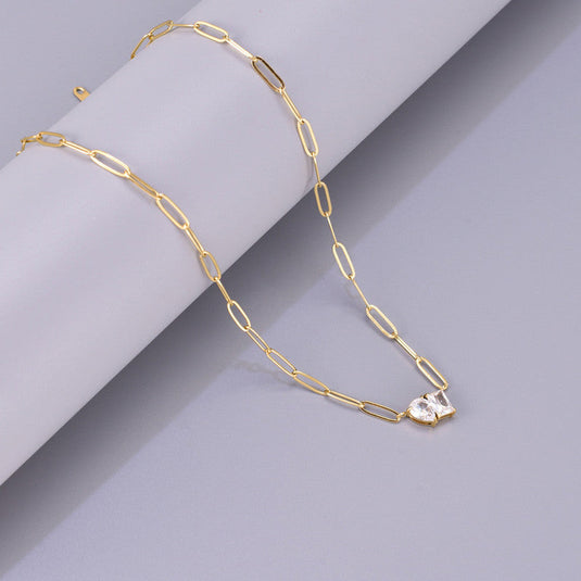 Gold Plated Anti Tarnish Stainless Steel AD studded Contemporary Necklace