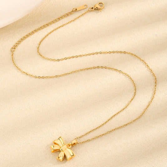 Gold Plated Anti Tarnish Stainless Steel Bow Themed Pendant