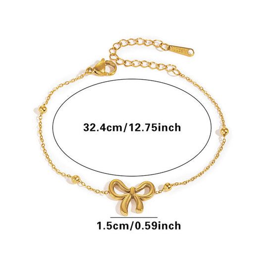 Gold Plated Anti Tarnish Stainless Steel Bow Themed Wraparound Bracelet