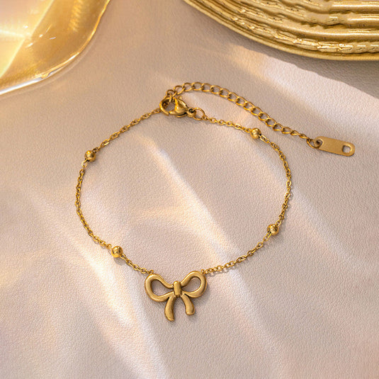 Gold Plated Anti Tarnish Stainless Steel Bow Themed Wraparound Bracelet