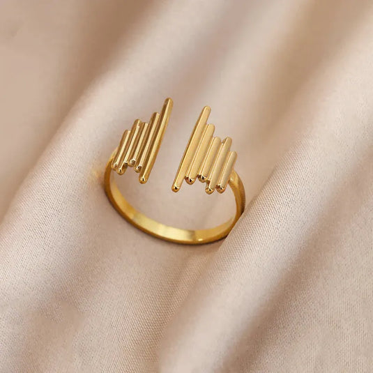 Gold Plated Anti Tarnish Stainless Steel Contemporary Adjustable Finger Ring