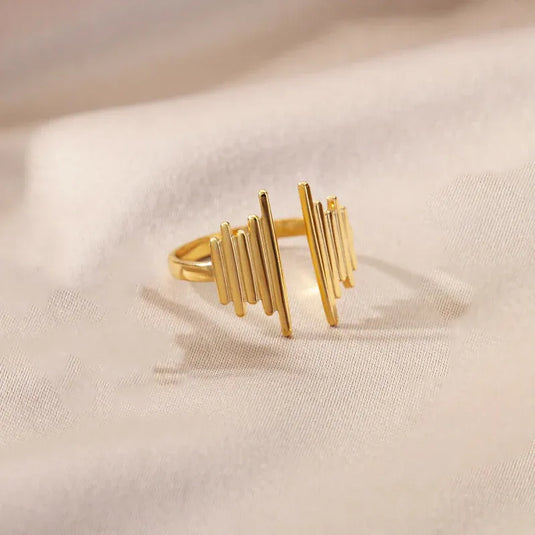 Gold Plated Anti Tarnish Stainless Steel Contemporary Adjustable Finger Ring