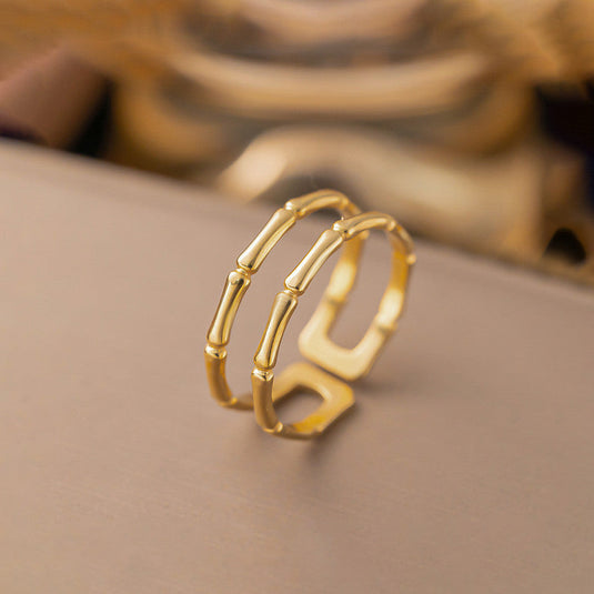 Gold Plated Anti Tarnish Stainless Steel Contemporary Adjustable Finger Ring