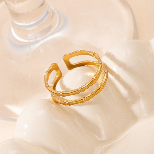 Gold Plated Anti Tarnish Stainless Steel Contemporary Adjustable Finger Ring