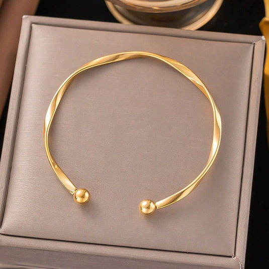 Gold Plated Anti Tarnish Stainless Steel Contemporary Cuff Bracelet