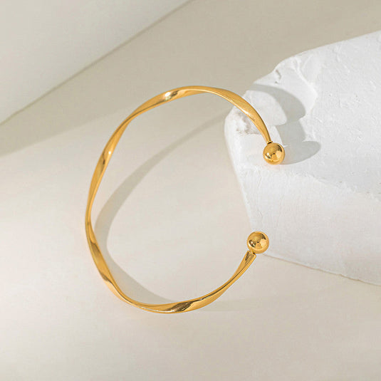 Gold Plated Anti Tarnish Stainless Steel Contemporary Cuff Bracelet