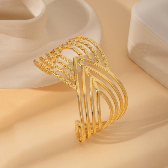 Gold Plated Anti Tarnish Stainless Steel Contemporary Cuff Bracelet