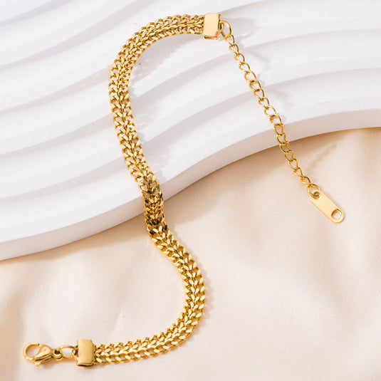 Gold Plated Anti Tarnish Stainless Steel Contemporary Wraparound Bracelet