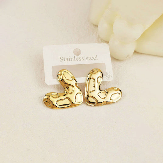 Gold-Plated Anti Tarnish Stainless Steel Heart Themed Earrings