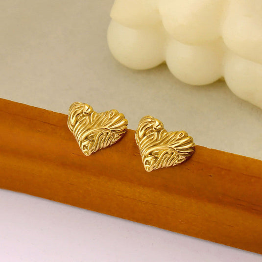 Gold-Plated Anti Tarnish Stainless Steel Heart Themed Stud Earrings