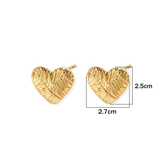 Gold-Plated Anti Tarnish Stainless Steel Heart Themed Stud Earrings
