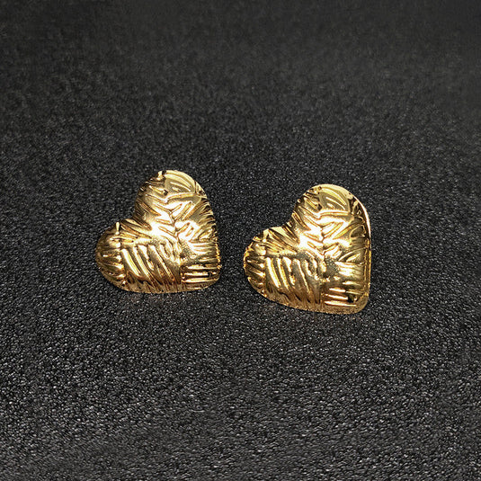 Gold-Plated Anti Tarnish Stainless Steel Heart Themed Stud Earrings