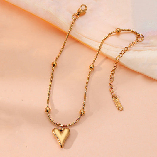 Gold Plated Anti Tarnish Stainless Steel Heart Themed Wraparound Bracelet