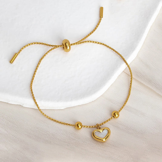 Gold Plated Anti Tarnish Stainless Steel Heart Themed Wraparound Bracelet