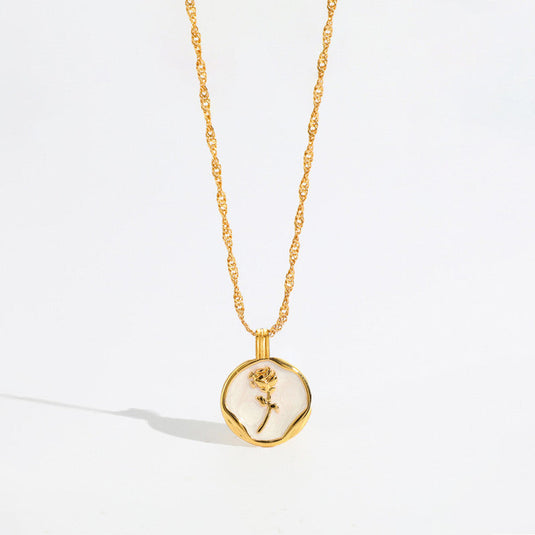 Gold Plated Anti Tarnish Stainless Steel Rose Themed Pendant