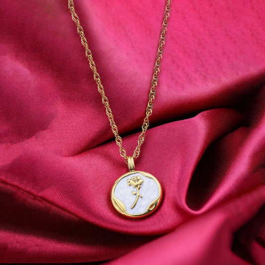 Gold Plated Anti Tarnish Stainless Steel Rose Themed Pendant