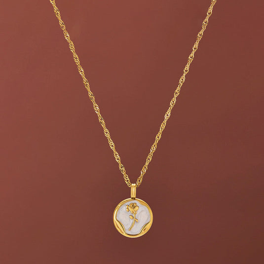 Gold Plated Anti Tarnish Stainless Steel Rose Themed Pendant