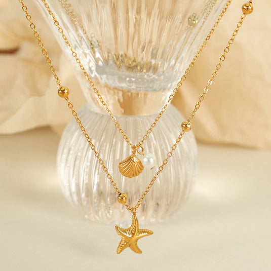 Gold Plated Anti Tarnish Stainless Steel Star Themed Necklace