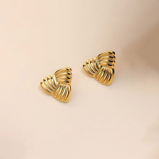 Gold-Plated Anti Tarnish Stainless Steel Triangular Stud Earrings