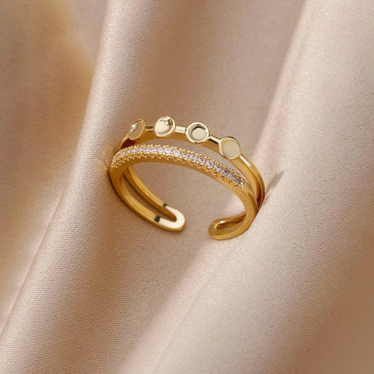 Gold Plated Contemporary Style Adjustable Ring