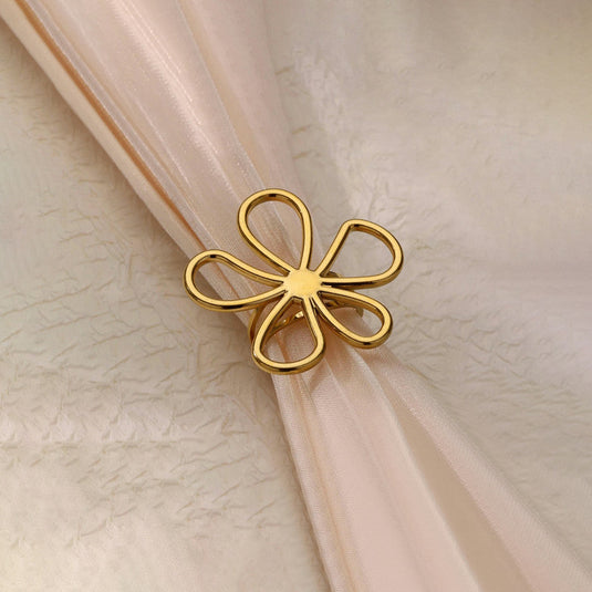 Gold Plated Floral Themed Adjustable Ring