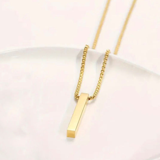 Gold Plated Stainless Steel Anti Tarnish Bar Shaped Hip Hop Party Pendant For Men