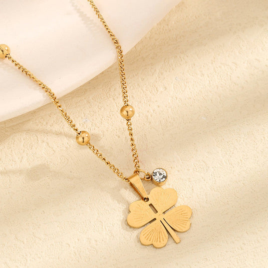 Gold Plated Stainless Steel Anti Tarnish Clover Themed Pendant