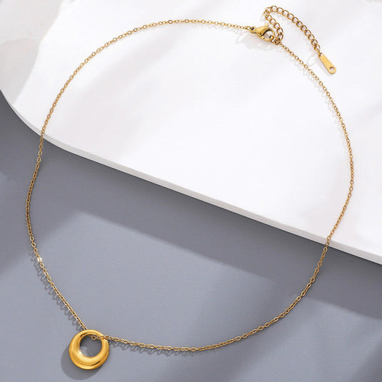 Gold Plated Stainless Steel Anti Tarnish Geometric Circle Pendant