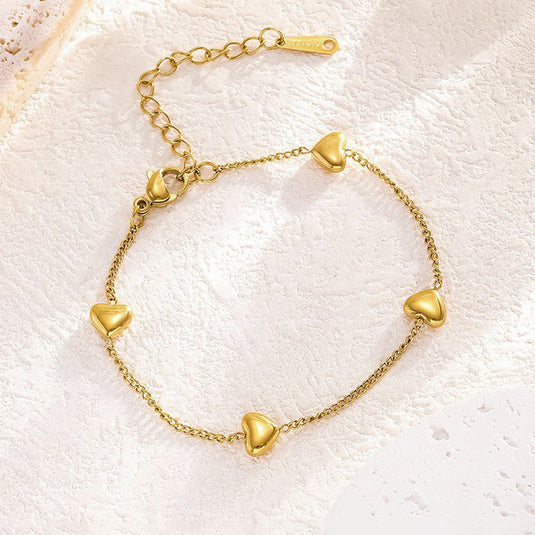 Gold Plated Stainless Steel Anti Tarnish Heart themed Wraparound Bracelet For Women