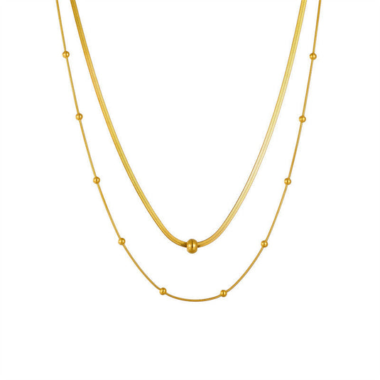 Gold Plated Stainless Steel Anti Tarnish Snake chain Geometric Necklace For Women