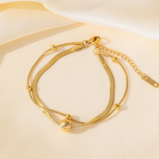 Gold Plated Stainless Steel Anti Tarnish Snake chain Geometric Wraparound Bracelet