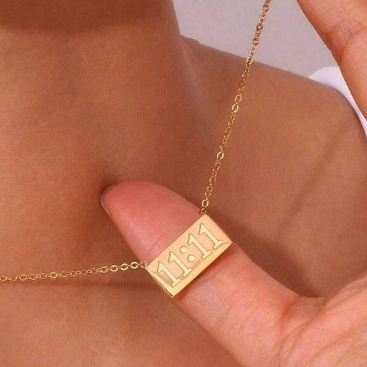 Gold-Plated Anti Tarnish 11:11 Angel Make a Wish Stainless Steel Pendant