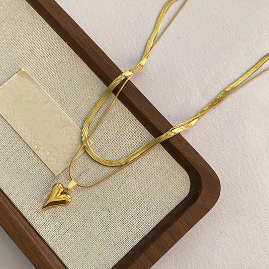 Gold-Plated Anti Tarnish Heart Themed Layered Necklace
