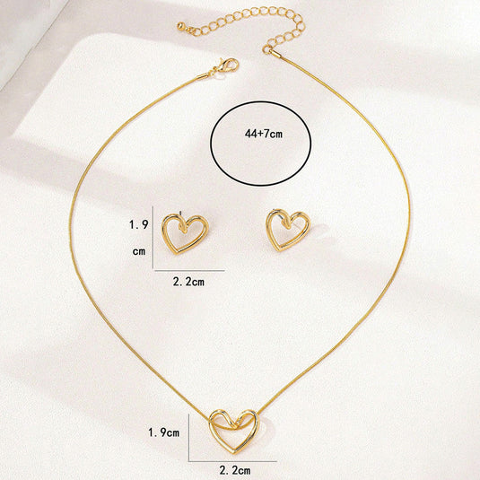 Gold Plated Anti Tarnish Heart Themed Pendant Set