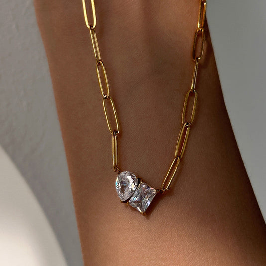 Gold Plated Anti Tarnish Stainless Steel AD studded Contemporary Necklace