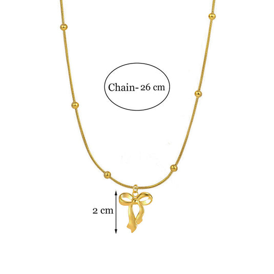 Gold Plated Anti Tarnish Stainless Steel Bow Themed Pendant