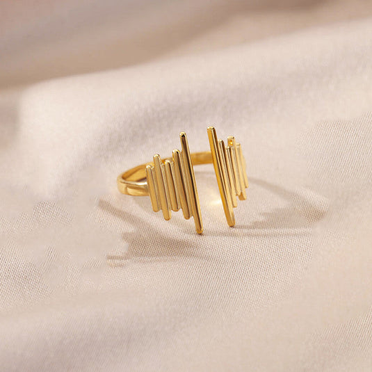 Gold Plated Anti Tarnish Stainless Steel Contemporary Adjustable Finger Ring