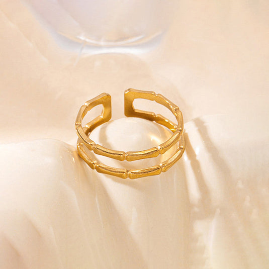 Gold Plated Anti Tarnish Stainless Steel Contemporary Adjustable Finger Ring