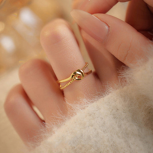 Gold Plated Anti Tarnish Stainless Steel Contemporary Adjustable Finger Ring