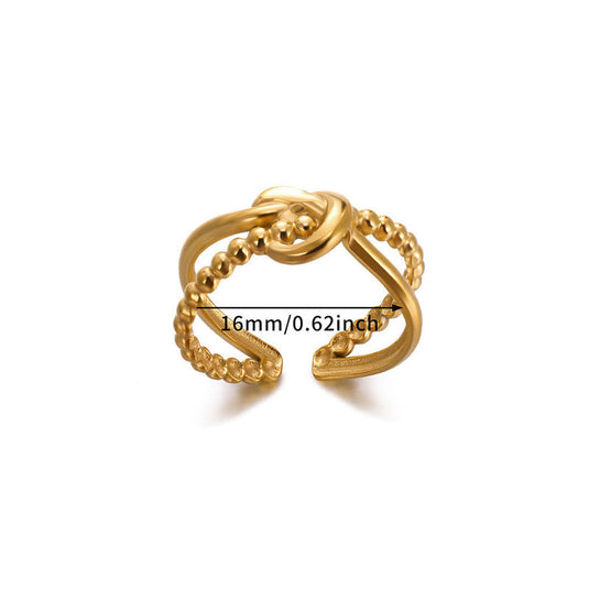 Gold Plated Anti Tarnish Stainless Steel Contemporary Adjustable Finger Ring