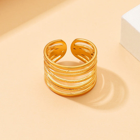 Gold Plated Anti Tarnish Stainless Steel Contemporary Adjustable Finger Ring