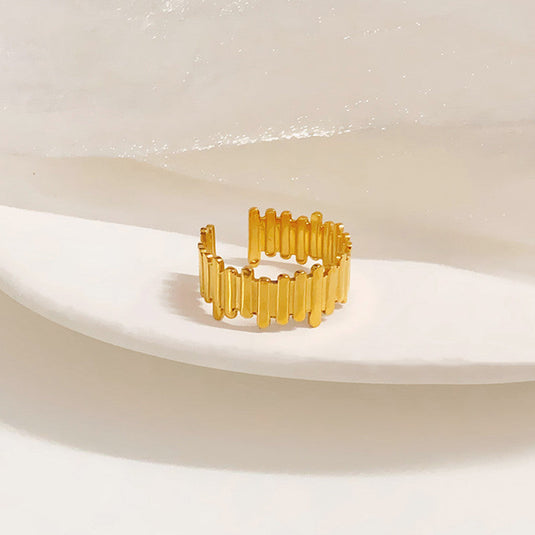 Gold Plated Anti Tarnish Stainless Steel Contemporary Adjustable Finger Ring