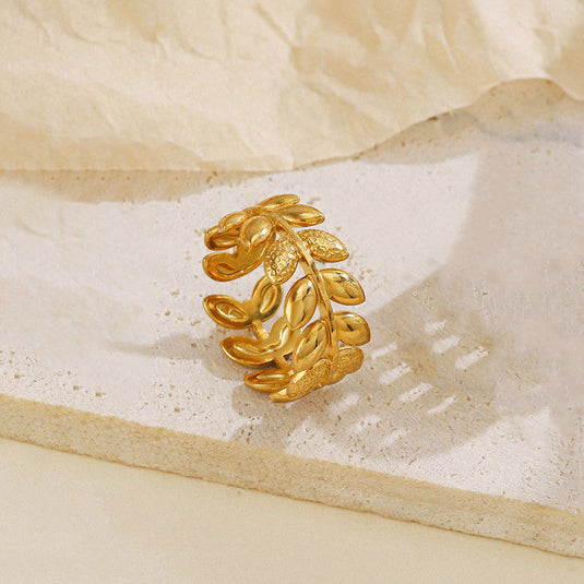 Gold Plated Anti Tarnish Stainless Steel Contemporary Adjustable Finger Ring